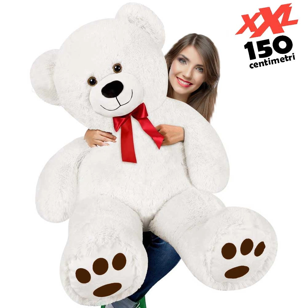 Peluche Orso Gigante XXL 140cm Orsacchiotto Morbido Bianco per Bambini