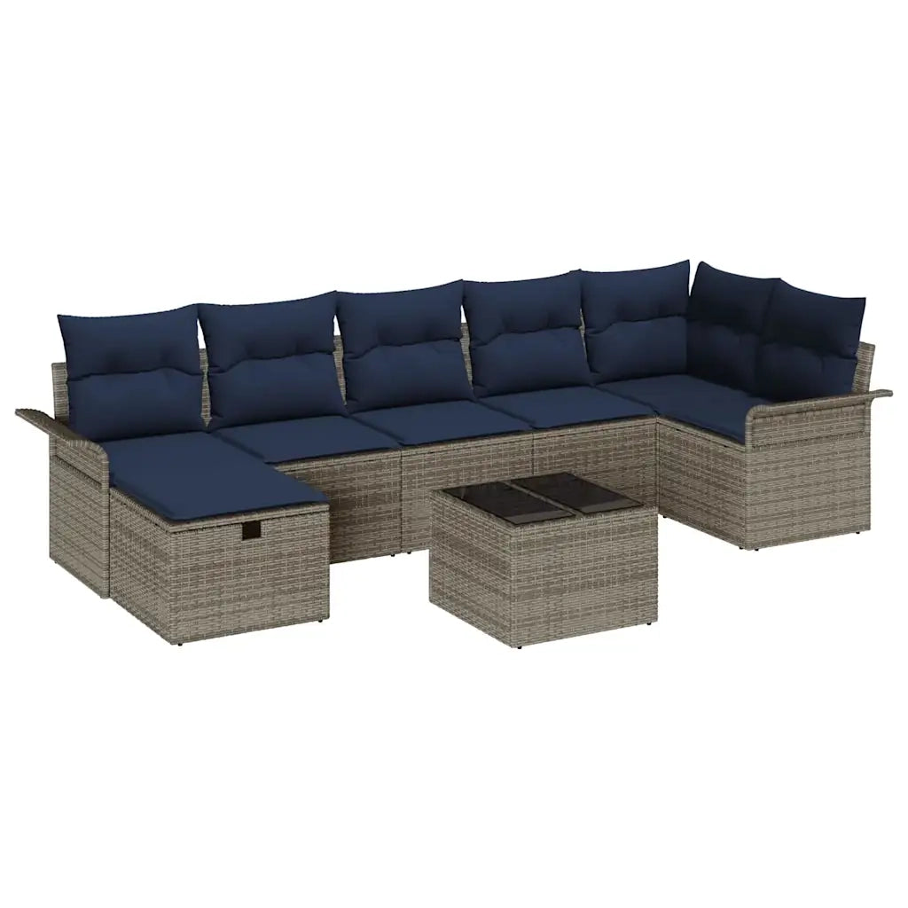 Set Divano da Giardino con cuscino 8 pcs Grigio Poly Rattan 3360246