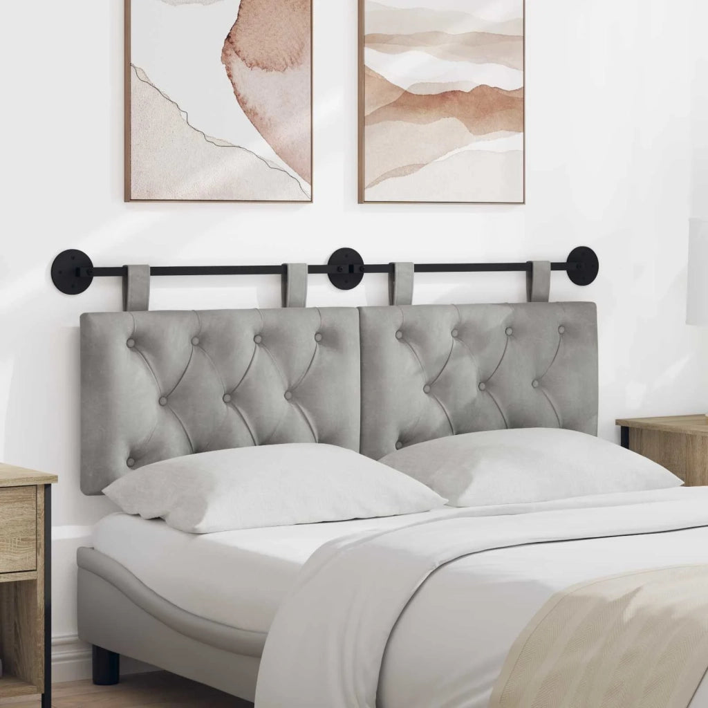 Testiera | Testata sospesa Con luce LED Grigio Chiaro Velluto