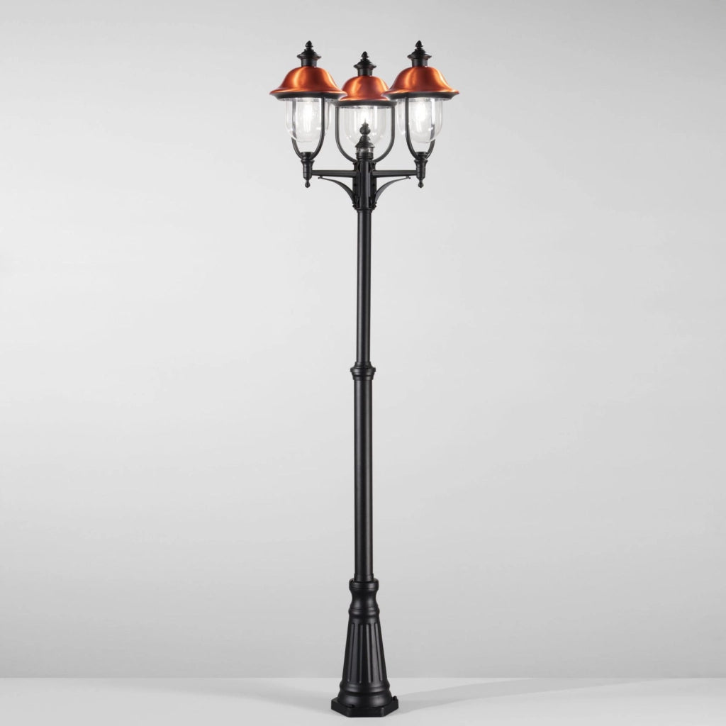 PALO VENEZIA NERO E RAME 3 LUCI ATTACCO E27 IP44 65X230CM
