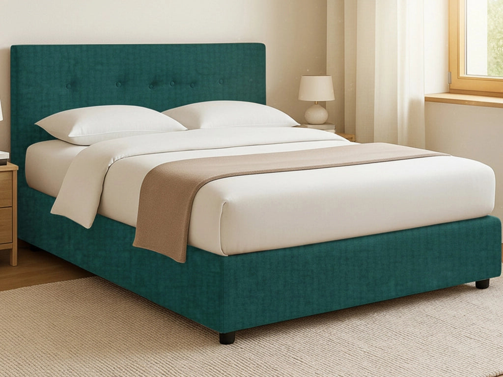 Preston, Letto Matrimoniale Sfoderabile Made in Italy, Verde Petrolio