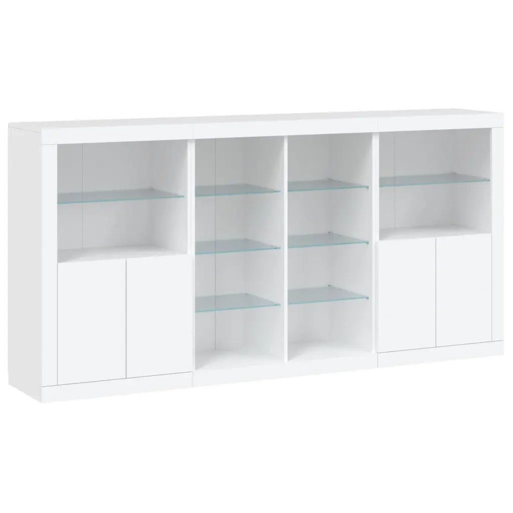 Credenza con Luci LED Bianca 202x37x100 cm