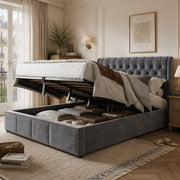 letto imbottito velluto grigio 180 x 200 cm