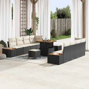 Set Divano da Giardino 11 pcs Nero polyrattan