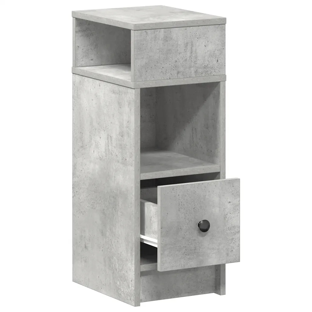 Comodino con cassetto-Tavolino da notte Grigio Cemento 25x31x66 cm