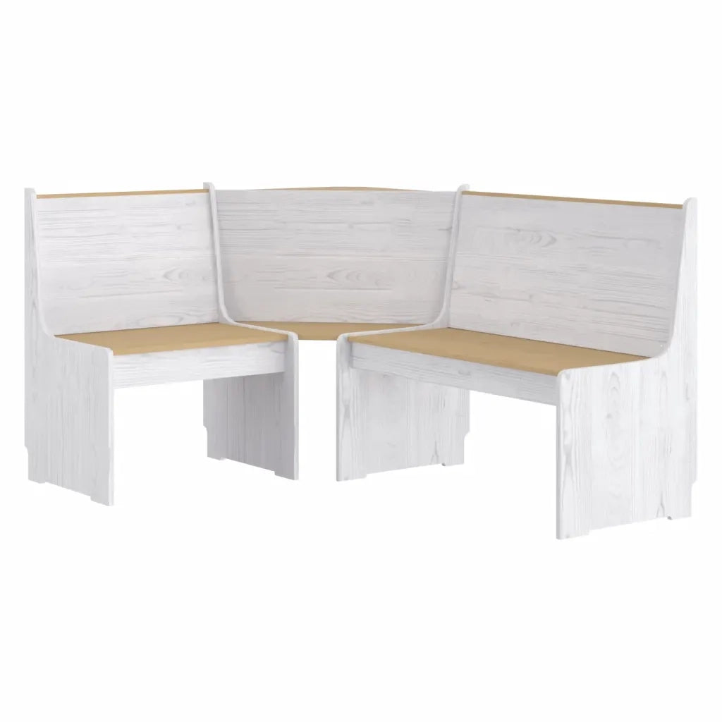 Panca Angolare REINE 151 cm in Legno di Pino ambra e Bianco 327249