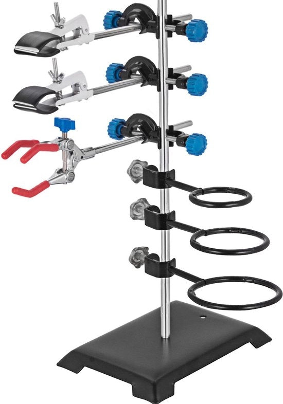 Supporto Laboratorio a 3 Livelli - 3 Clip diverse - Supporto per Laboratorio - Supporto Vero - Chimica Set Accessori