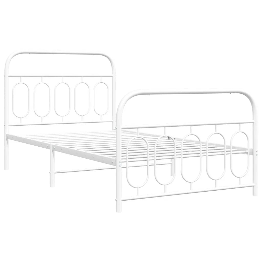 Giroletto con Testiera e Pediera-Struttura Letto Metallo Bianco 100x190 cm 423683