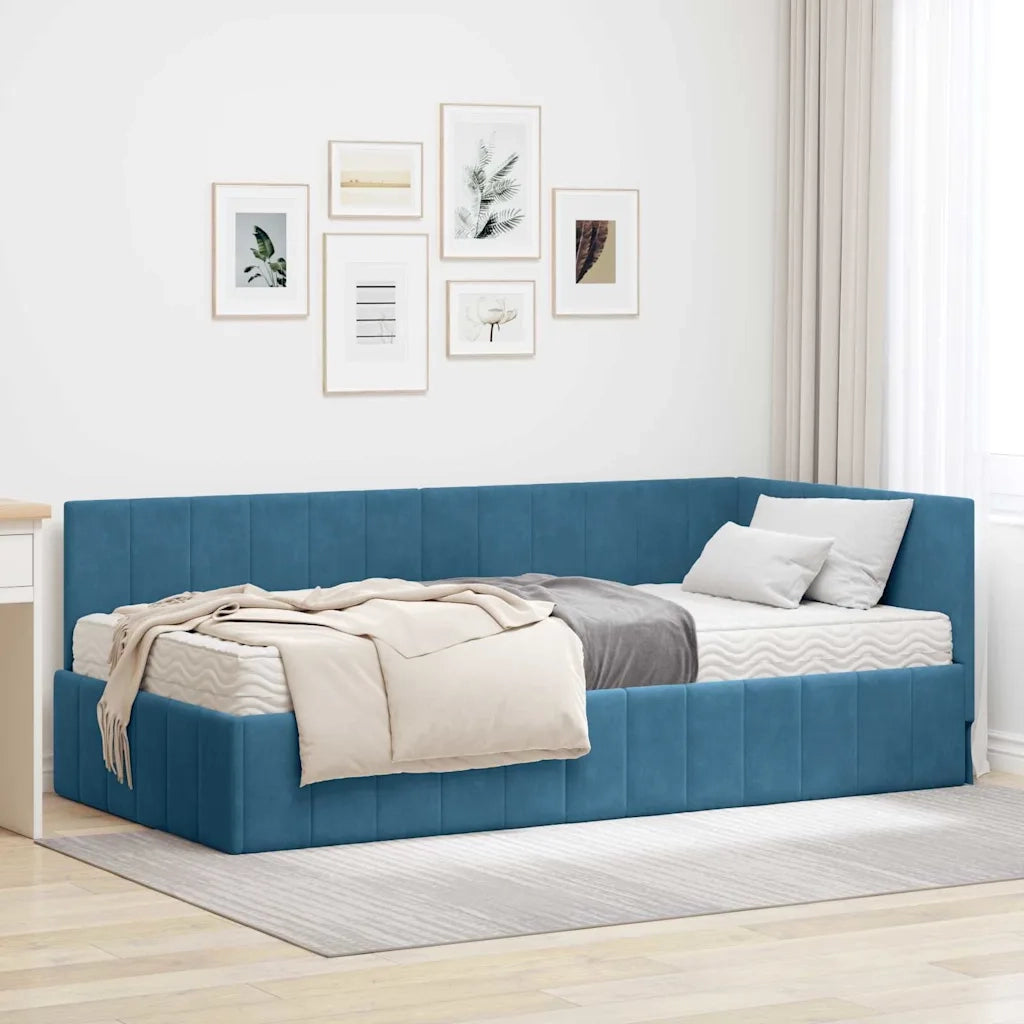 Struttura Letto Angolare con Materasso 2 pcs Blu Velluto 3393847