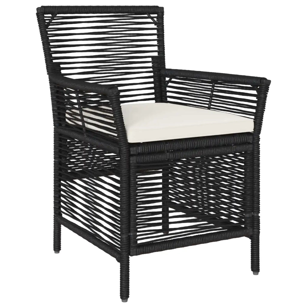 Sedia da giardino con cuscino 2 pz | Sedie da Esterno Nero e Crema polyrattan