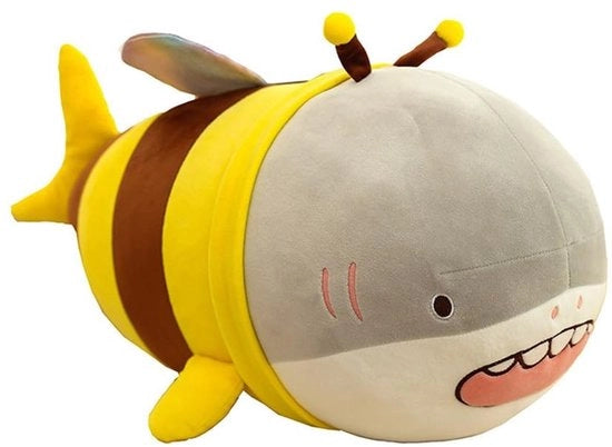Cuscino Plush 36 cm - Disegno Giallo Api/Leoni - Giocattolo Plush morbido - Adatto per Bambini - Avvertenza Sicurezza Piccoli Componenti - Cuscino da Abbracciare