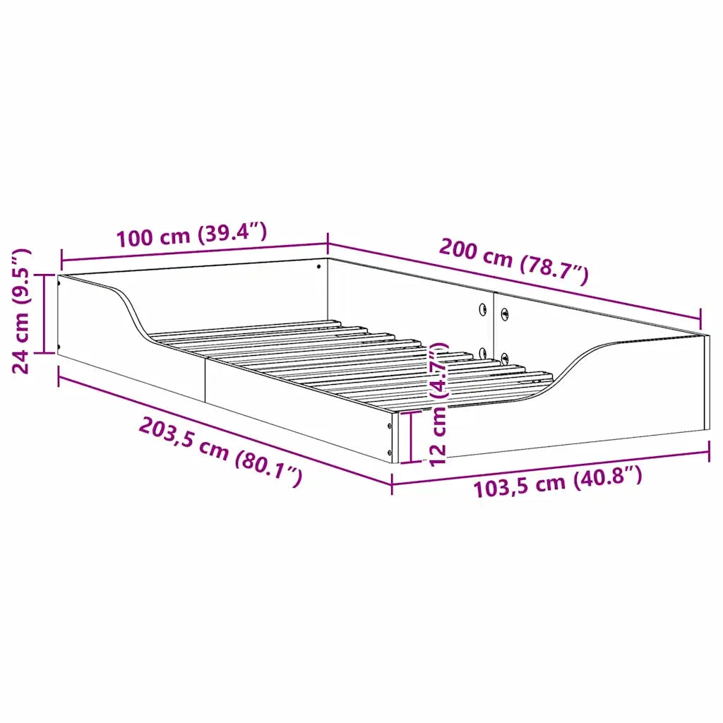 Struttura del letto Marrone 100 x 200 cm Pino massello 873385