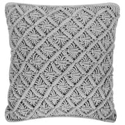 Cuscino Decorativo Grigio Cotone Macramè 45 x 40 cm Corda Boho Retro Decor Accessori