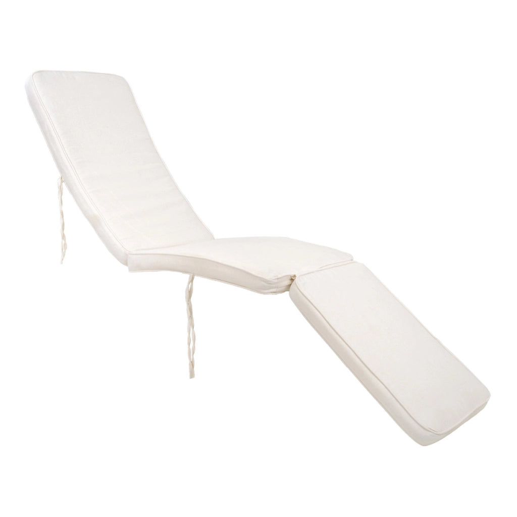 Sdraio Arrecife in teak naturale con cuscino in cotone bianco