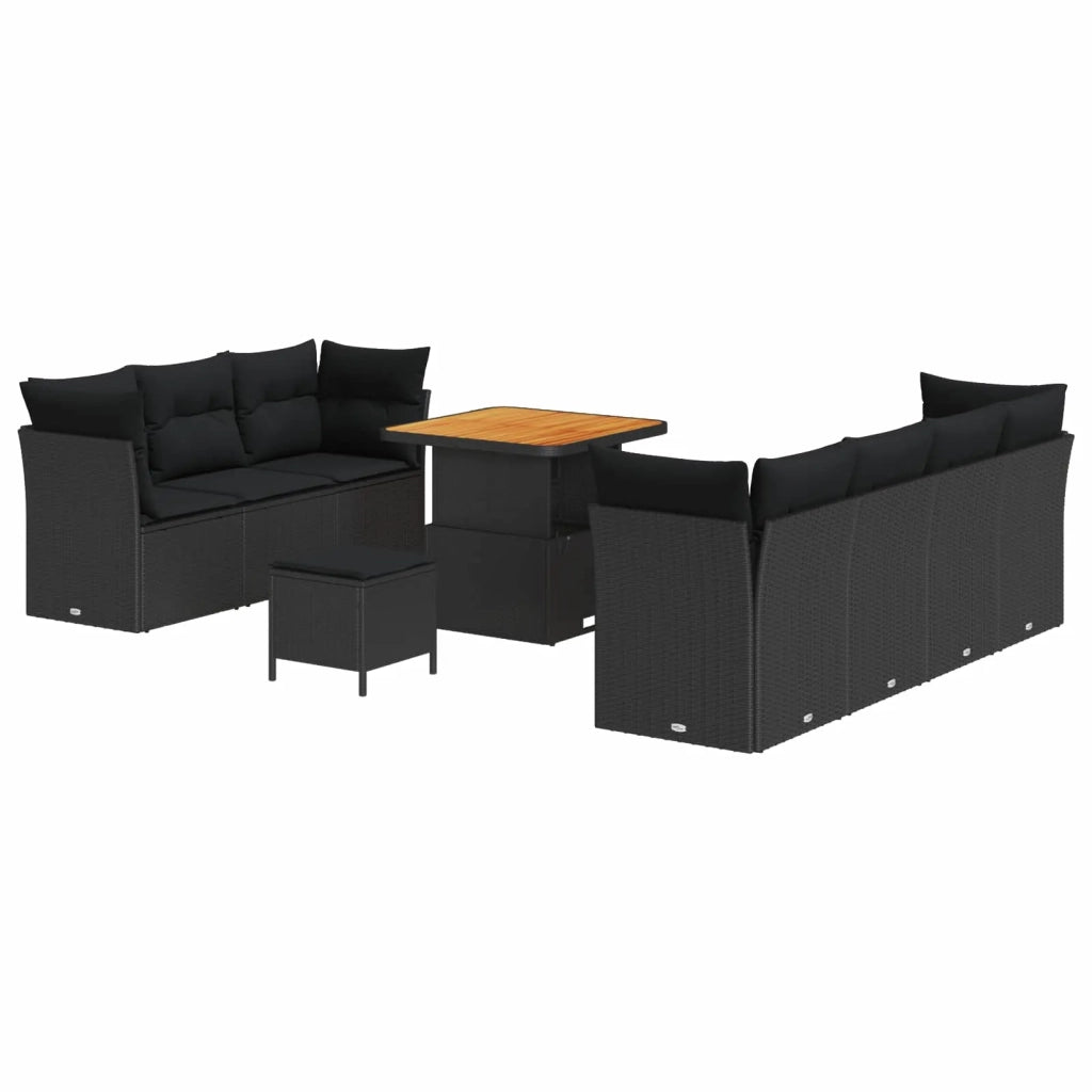 Set Divano da Giardino con cuscino 10 pcs Nero 3363394