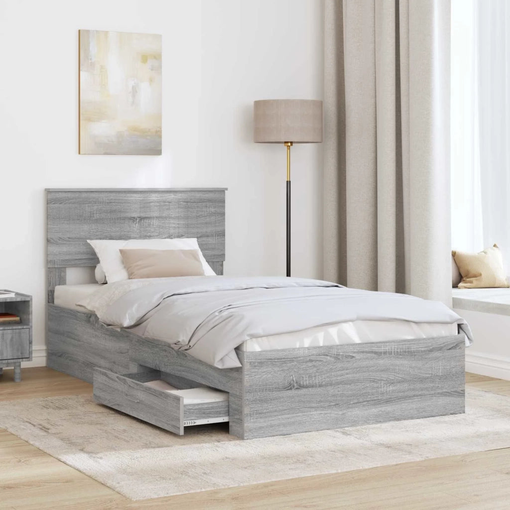 Struttura del letto con testiera Grigio Sonoma 100 x 200 cm 3410936