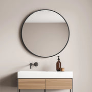 Specchio da Parete Ordona Rotondo Ø 40 cm Nero [en.casa]