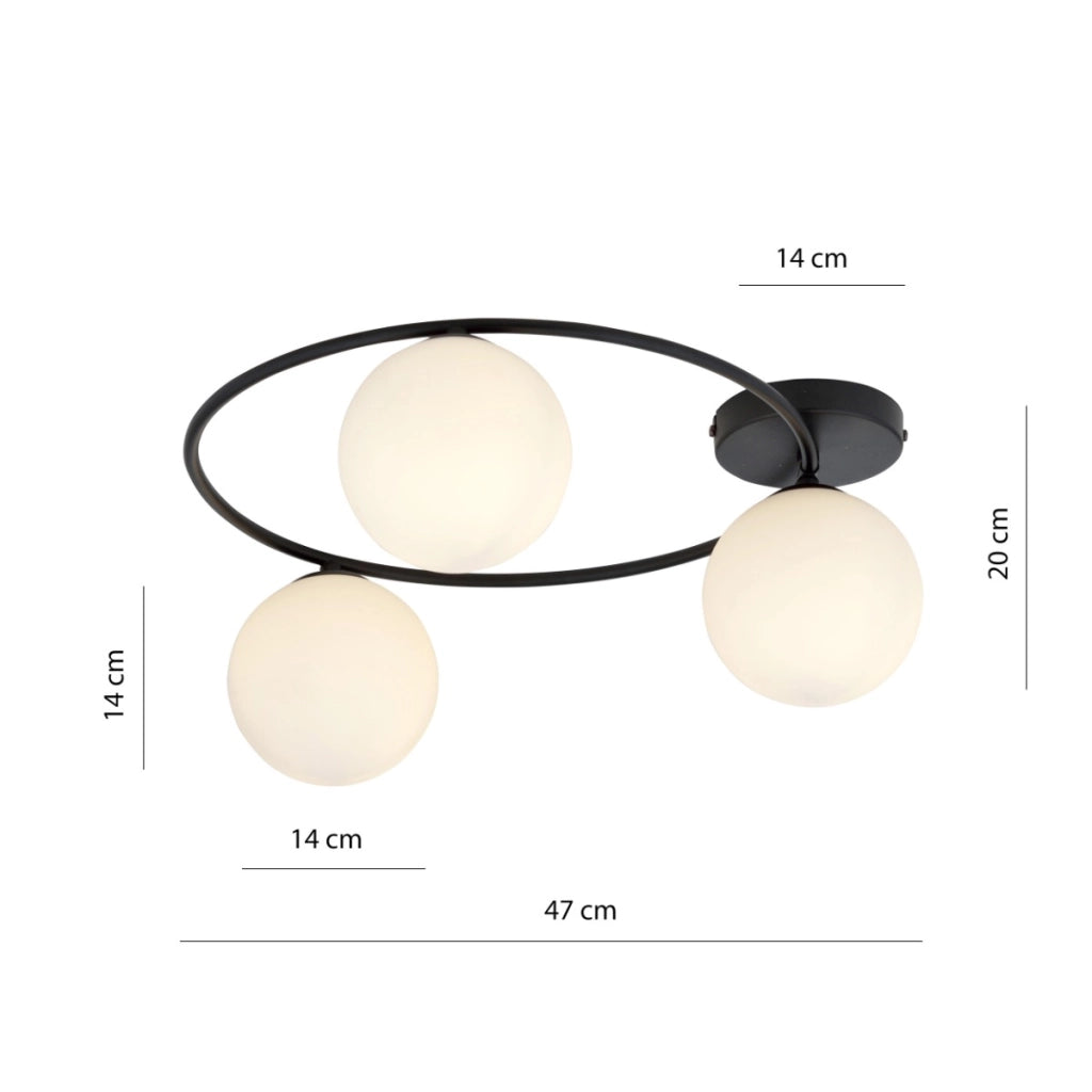 Plafoniera Emibig Sopra 3xE14 nero/bianco metallo 47cm