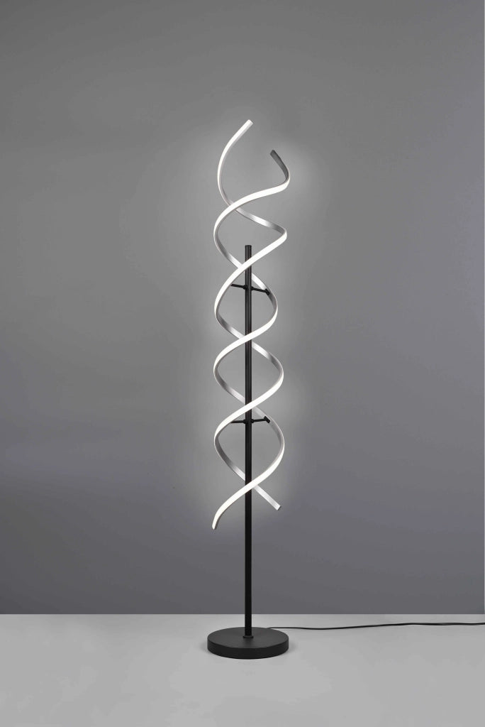 Piantana LED a spirale, metallo, alluminio e nero, H 150 cm, Sequence