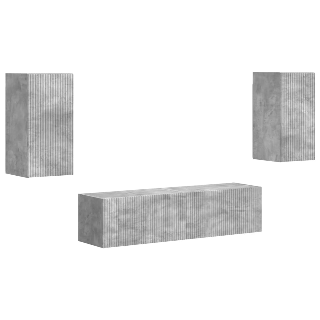 Set mobile TV 4 pcs Grigio cemento Legno multistrato