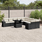 Set Divani da Giardino 11 pz con Cuscini in Polyrattan Nero 3269426