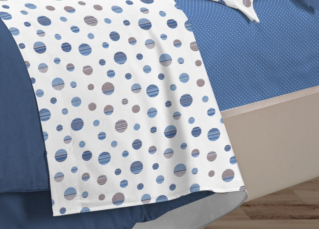 Completo Lenzuola Letto 100% Cotone Made Italy 3027 Disegno Dandy - Singolo - Blu
