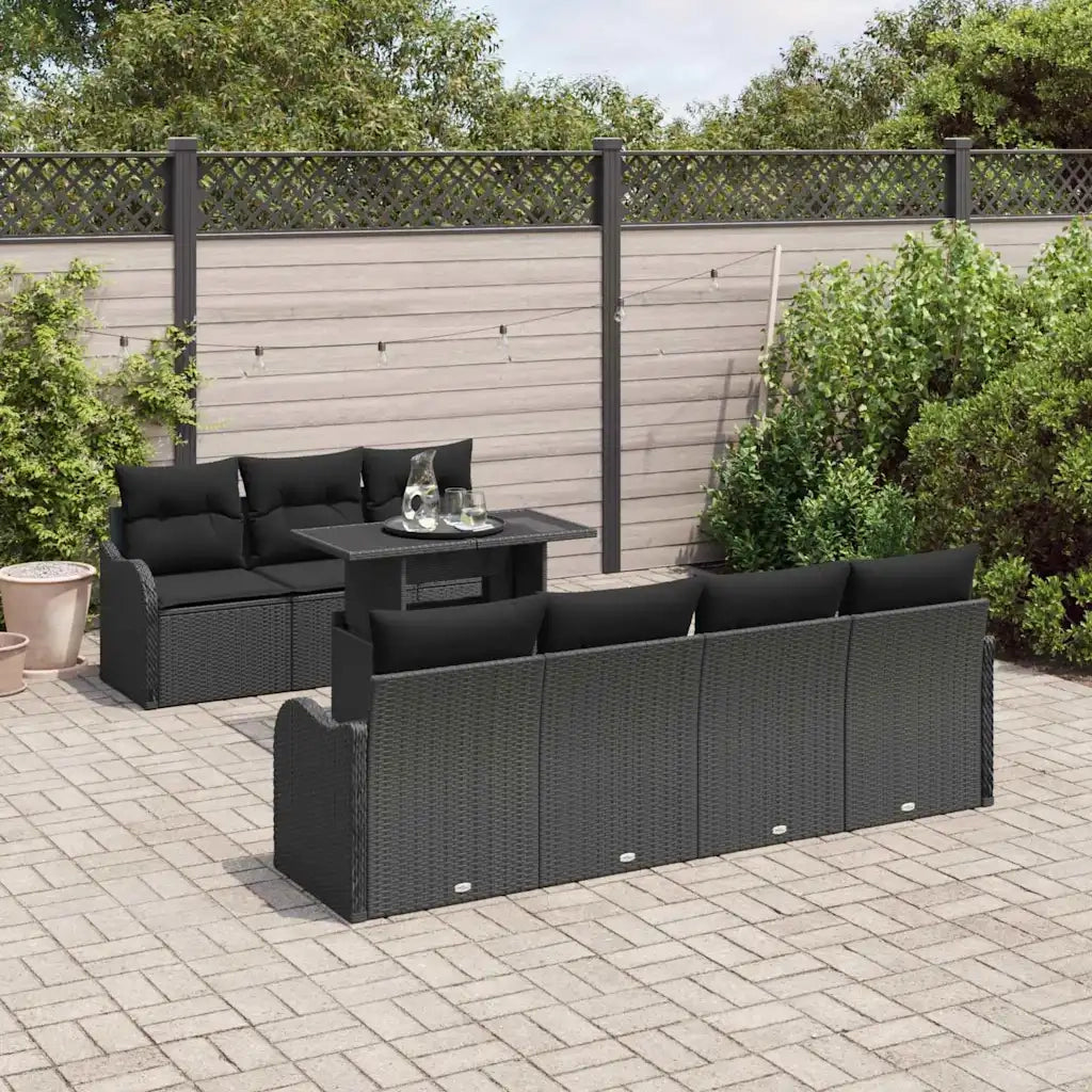 Set Divano da Giardino 8 pcs Nero Rattan in Polipropilene 3357146