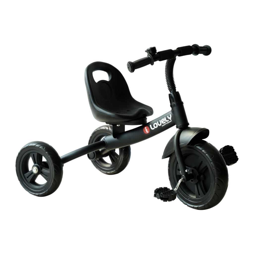 Triciclo Bambini con Campanello e Parafango ¨C Minimal ¨C Nero 79x50.5x58cm