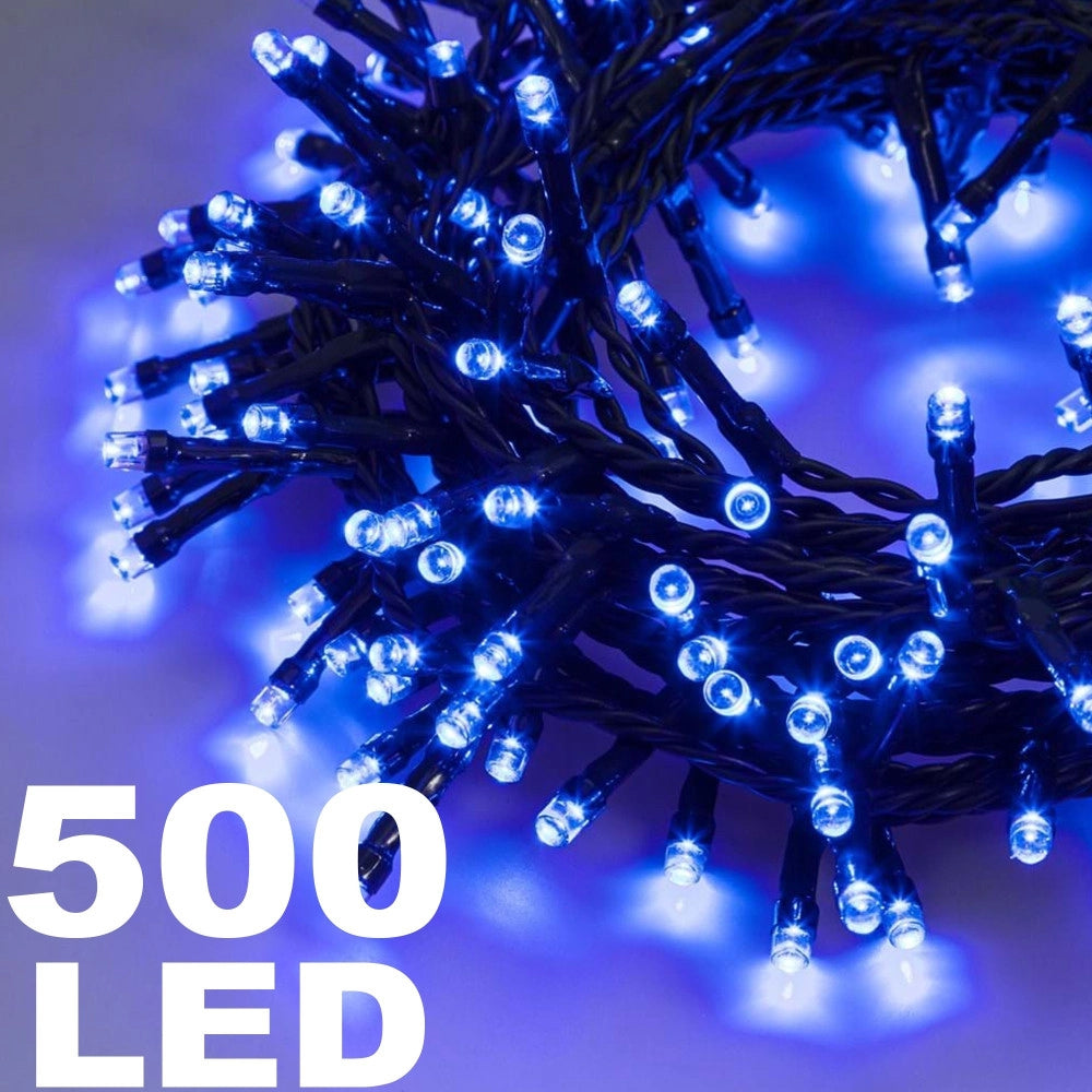 Trade Shop - Catena Luminosa 500 Luci Led Lucciole Colore Blu Con Controller Uso Interno -
