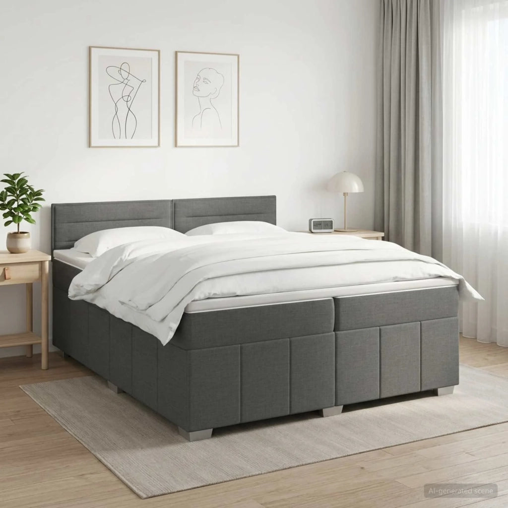 Letto box spring con materasso Grigio Scuro 200 x 200 cm 3451284