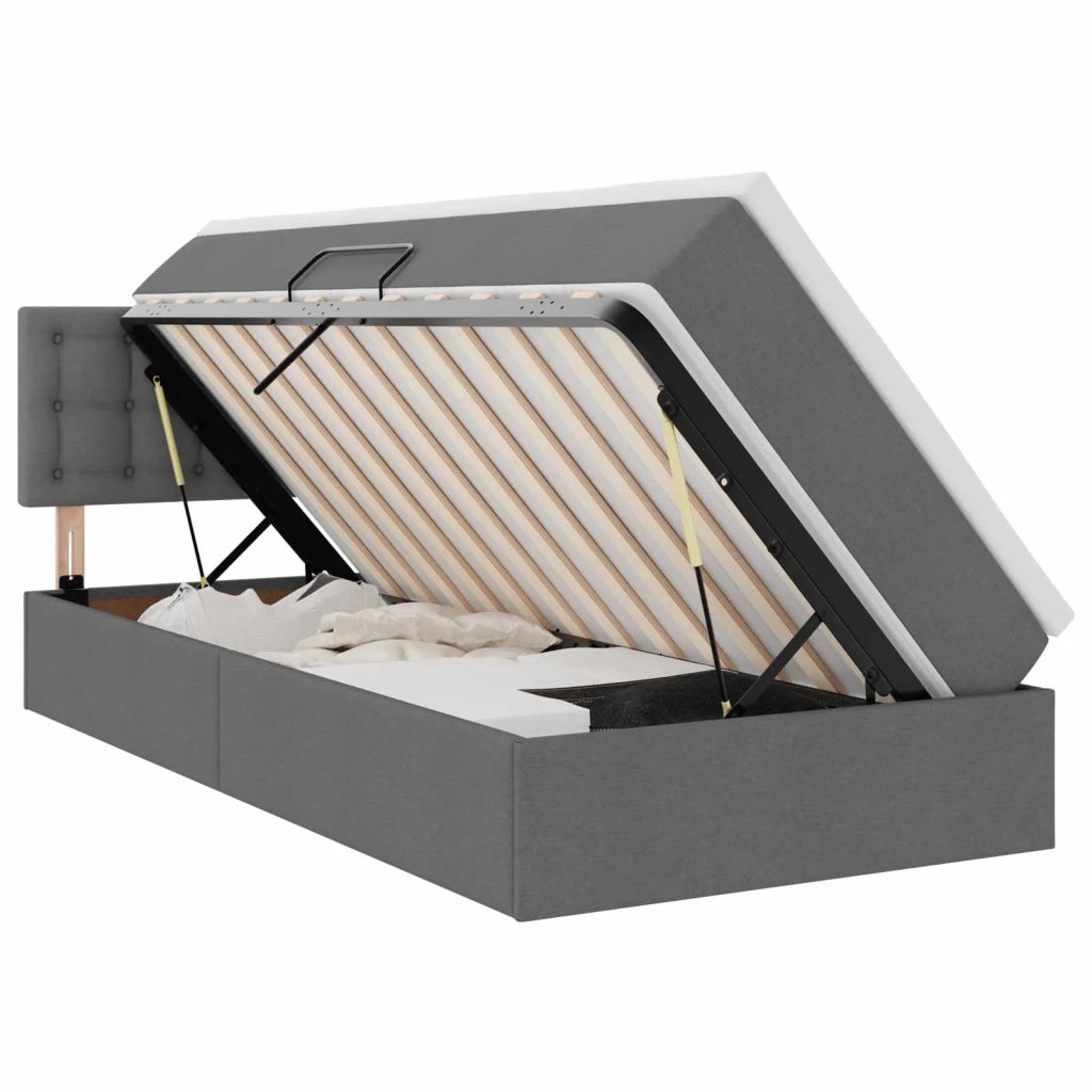 Letto con contenitore e materasso Grigio scuro 100 x 200 cm