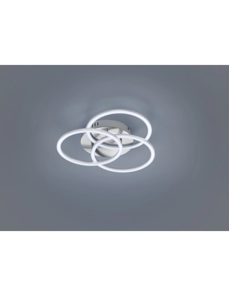 Plafoniera 3 Anelli Orientabili Led Dimmer Circle Nichel Trio Lighting