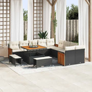 Set Divano da Giardino 17 pcs Nero e Crema polyrattan 3365305