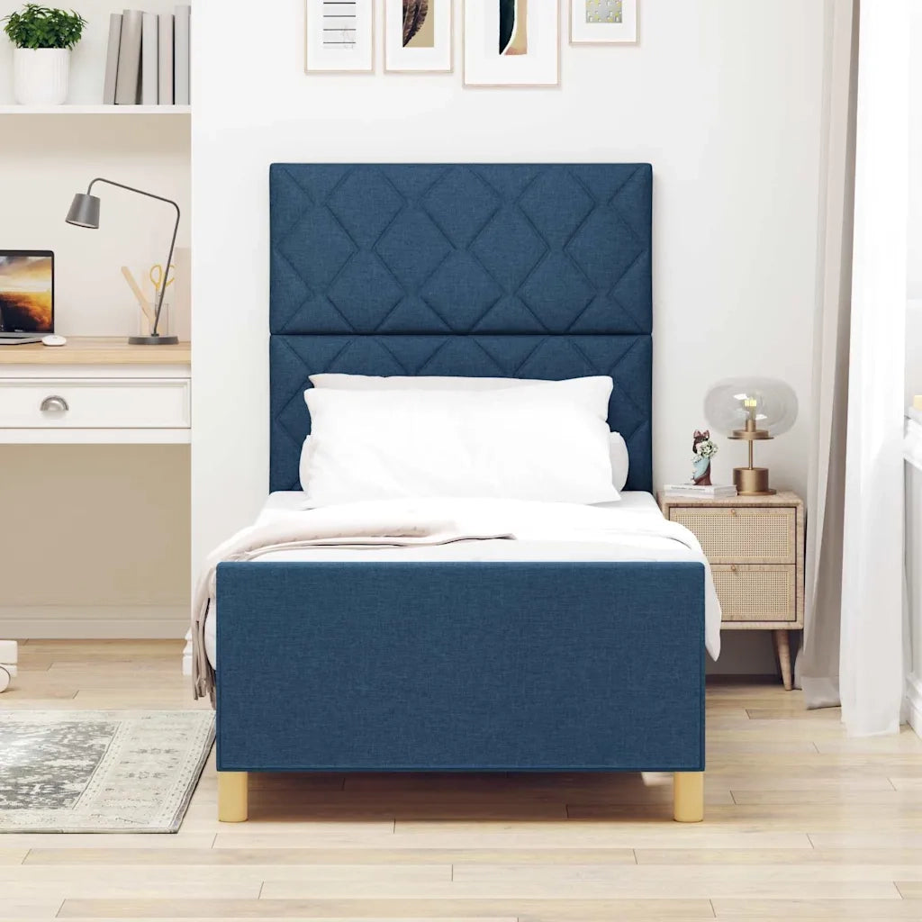 Struttura del letto con testiera Blu 100 x 200 cm Tessuto 3344787