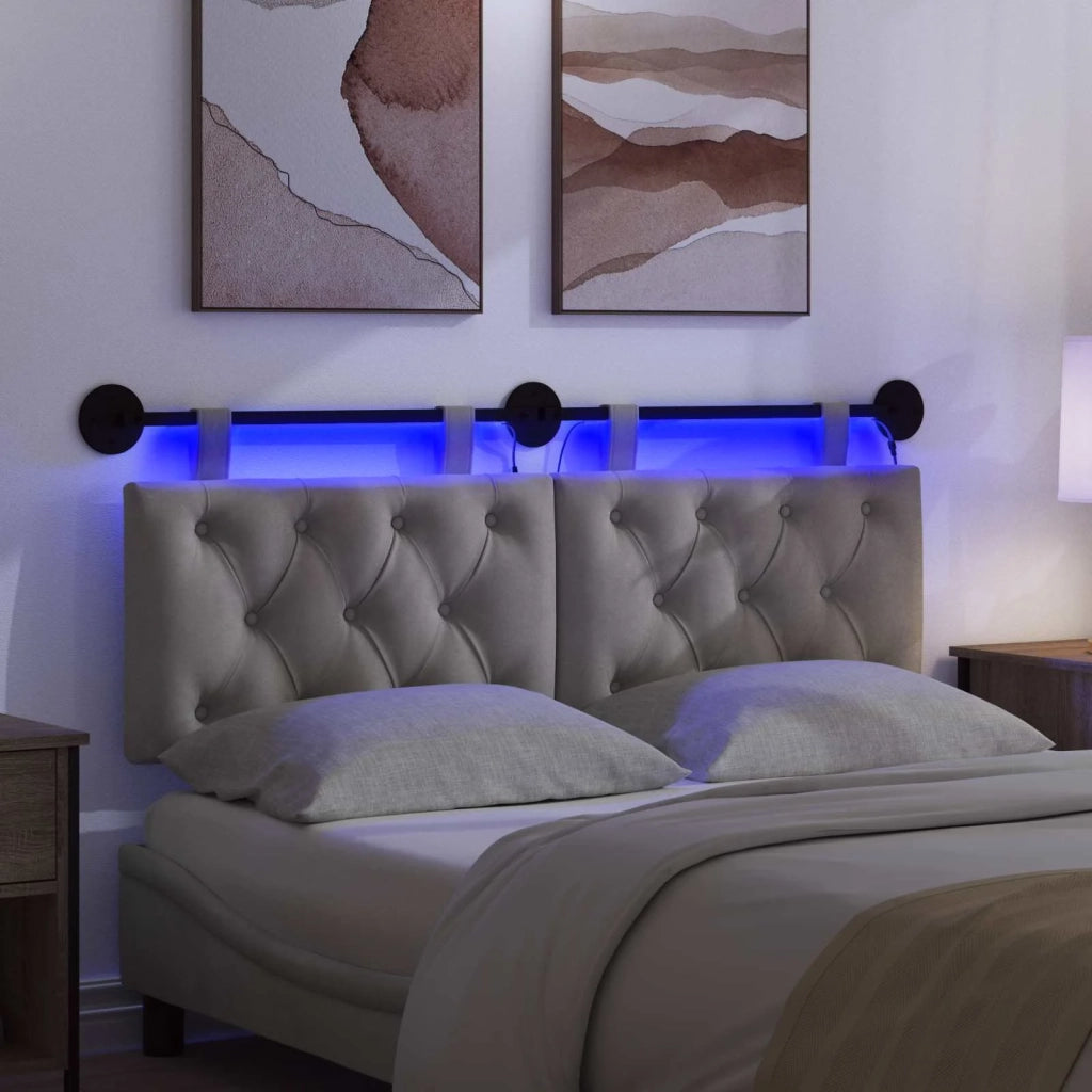 Testiera | Testata sospesa Con luce LED Grigio Chiaro Velluto