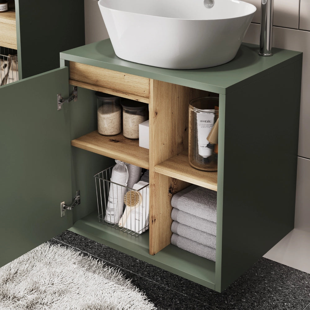 Vicco Set di mobili da bagno Verde/Artigianale 3 parti