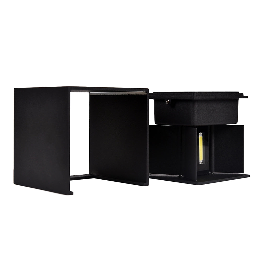 APPLIQUE LED CUBO NERO 10W LUCE FREDDA 6500K° CON DOPPIA EMISSIONE - DESIGN MODERNO IP65 PER ESTERNI
