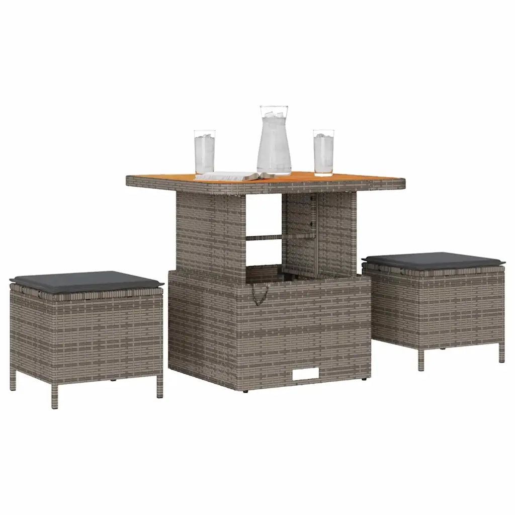 Set da Pranzo per Giardino Grigio polyrattan 42007915