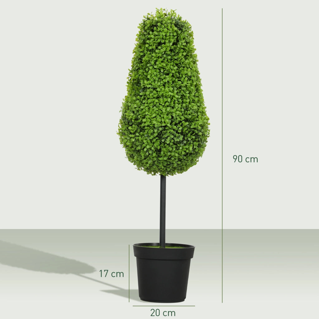 Set 2 Pezzi Pianta Artificiale Buxus in Vaso ¨C Minimal ¨C Verde 90cm