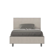 Letto una piazza e mezza con rete imbottito 120x210 tessuto Labirinto 1 bianco Adele