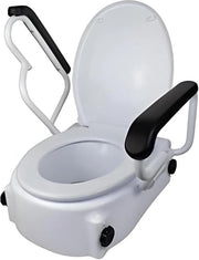 Altezza WC per anziani 19 cm - Con coperchio e braccioli - Bianco