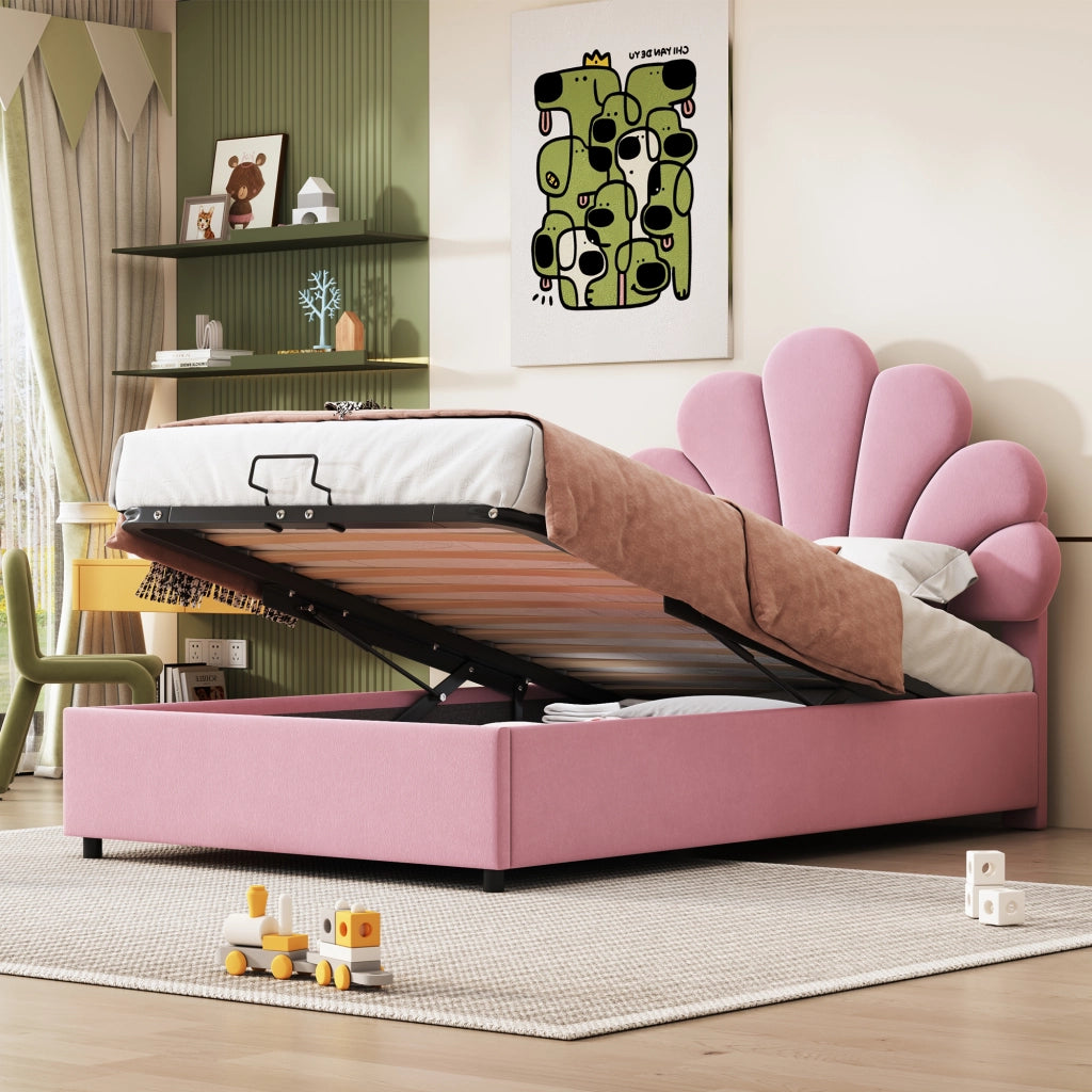 letto imbottito velluto rosa 90 x 200 cm