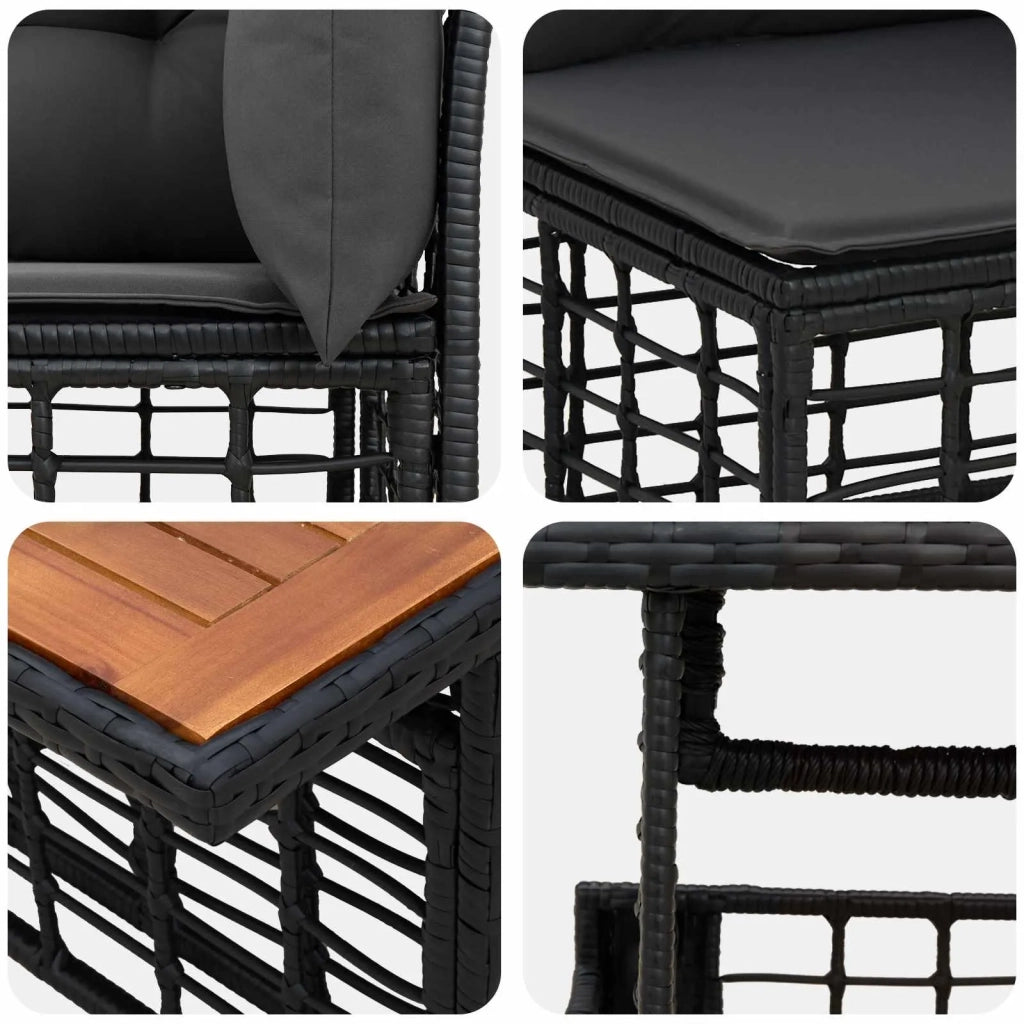 Set Divano da Giardino 5 pz Nero e Grigio scuro polyrattan 3437861