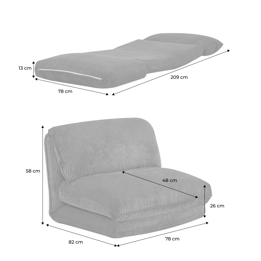 Poltrona letto convertibile velluto a coste grosse coste, blu scuro