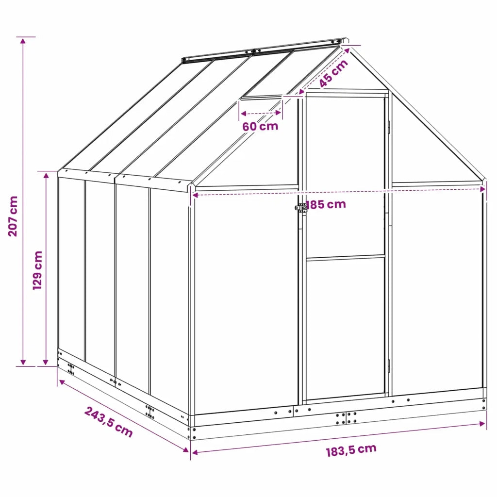 Serra da Giardino con porta Antracite 183,5 x 243,5 x 207 cm 3433042
