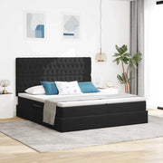 Letto con luci a strisce a LED Nero 200 x 200 cm Velluto