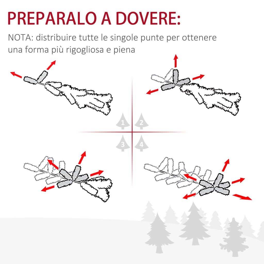 Albero di Natale Artificiale e Ignifugo per Interni con 2056 Rami e Base in Metallo, ?124x228 cm, Verde
