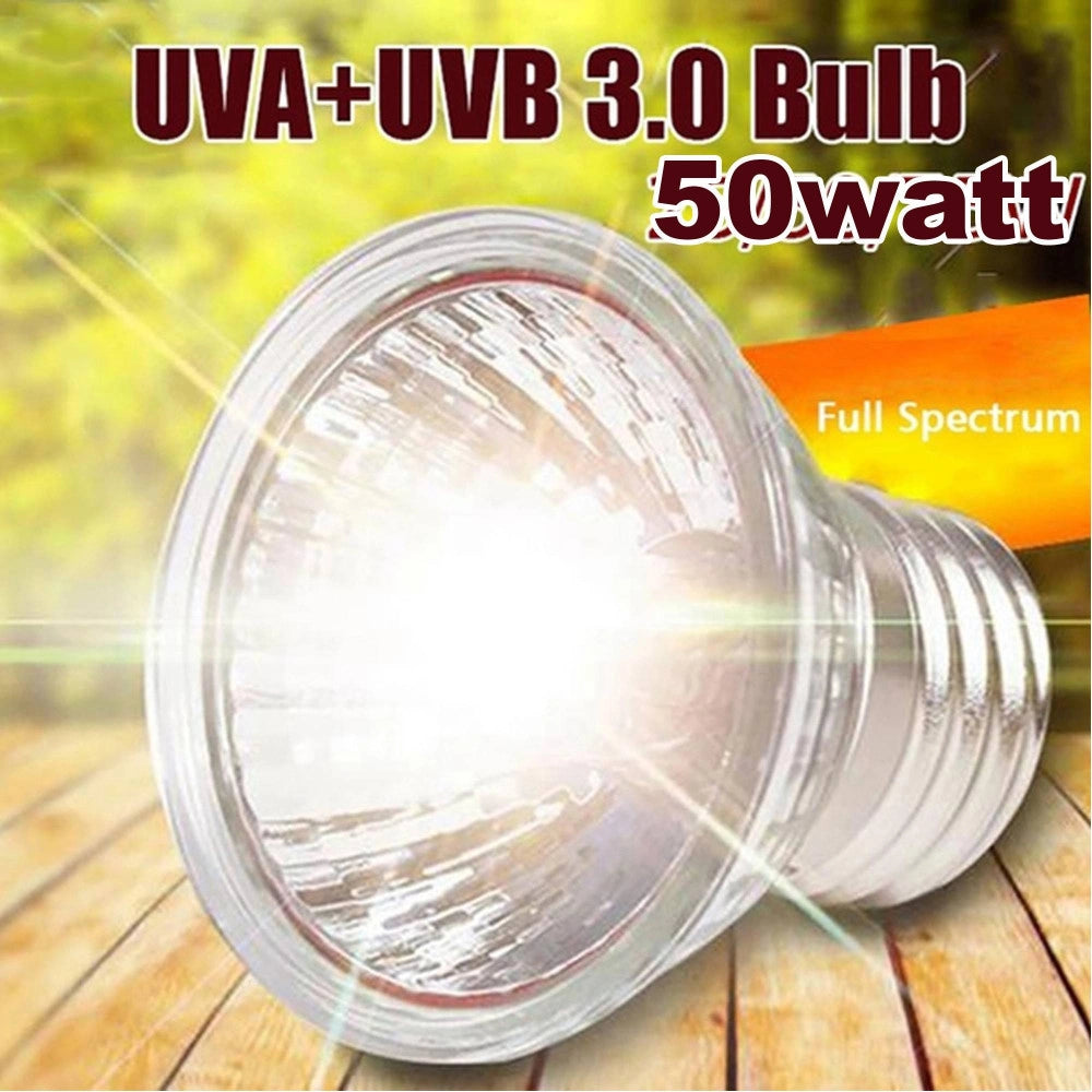 Trade Shop - Lampada Giorno Per Rettili Tartarughe Terrario 50w Luce Solare Raggi Uva+uvb 3.0 -