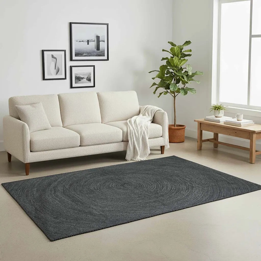 Tappeti per area | Tappeti a zone Grigio Scuro 240 x 240 cm Juta