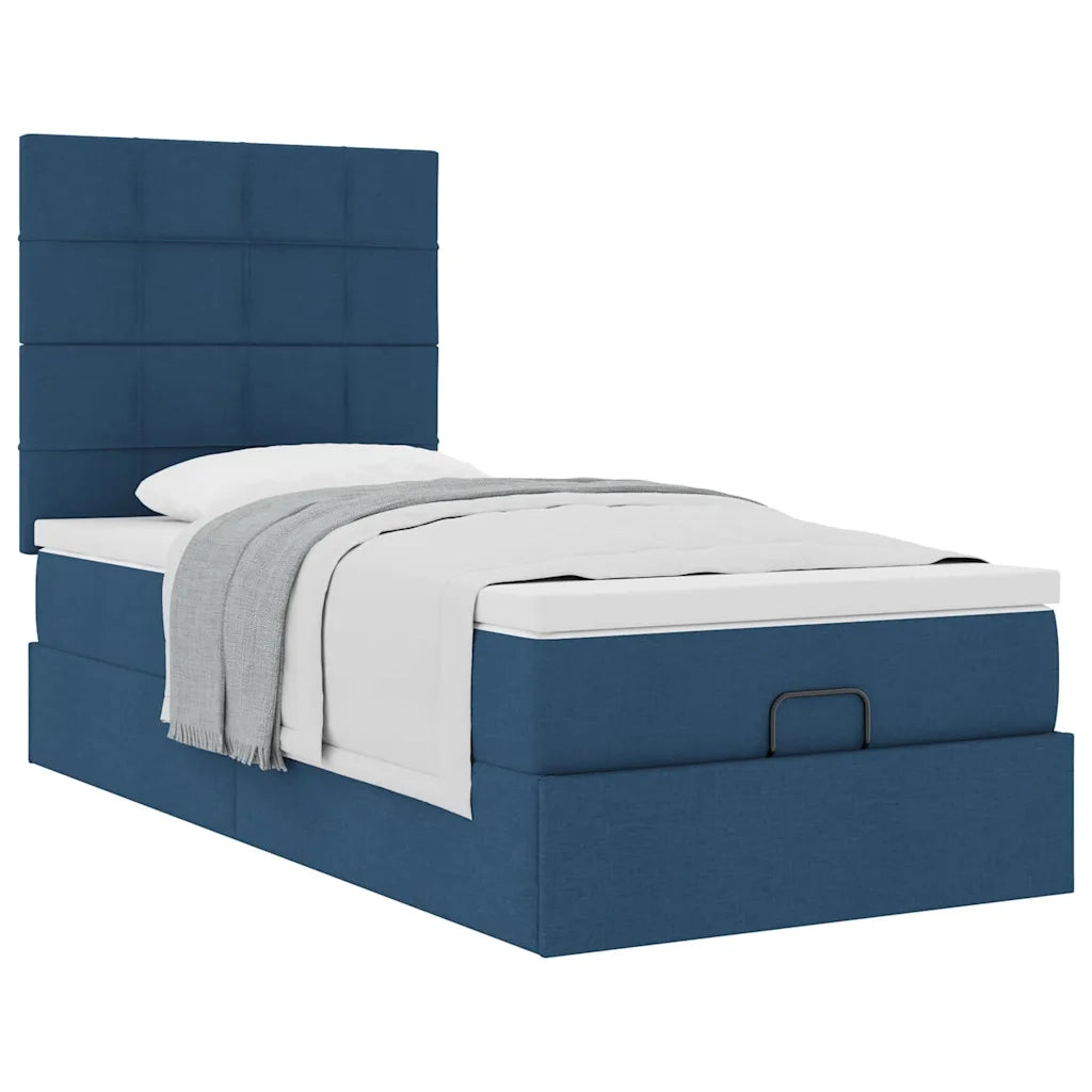 Pouf Letto con Materasso Blu 90x200 cm in Tessuto 3313132